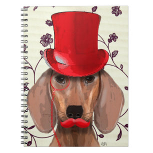 Dachshund met Red Top Hat Notitieboek