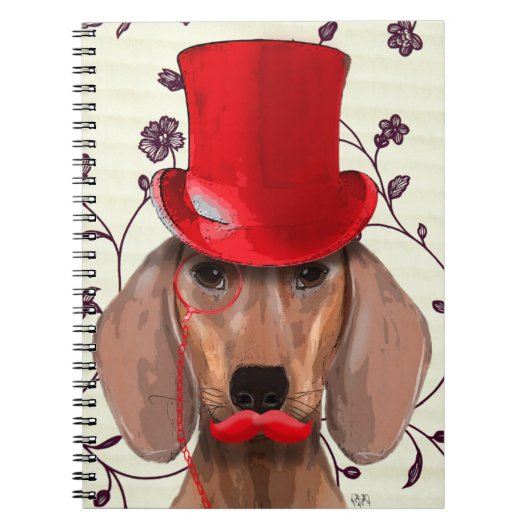Dachshund met Red Top Hat Notitieboek (Voorkant)