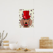 Dachshund met Red Top Hat Poster (Keuken)