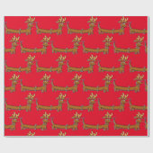 Dachshund met Reindeer Antlers voor Kerstmis Cadeaupapier (Vlak)