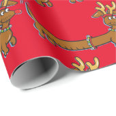 Dachshund met Reindeer Antlers voor Kerstmis Cadeaupapier (Rol Hoek)
