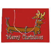 Dachshund met Reindeer Antlers voor Kerstmis Large Cadeautasje (Voorkant)