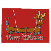 Dachshund met Reindeer Antlers voor Kerstmis Large Cadeautasje (Achterkant)