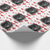 Dachshund met rode harten cadeaupapier (Hoek)