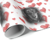 Dachshund met rode harten cadeaupapier (Rol Hoek)