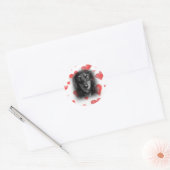 Dachshund met rode harten ronde sticker (Envelop)