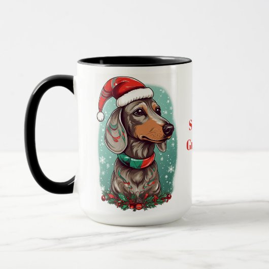 Dachshund met Santa Hat Mok, Dachshund Lover Mok (Links)