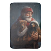 Dachshund met sinterklaas feestelijke kerst badmat (Voorkant Verticaal)