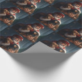 Dachshund met sinterklaas feestelijke kerst cadeaupapier (Hoek)