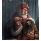Dachshund met sinterklaas feestelijke kerst douchegordijn (Voorkant)