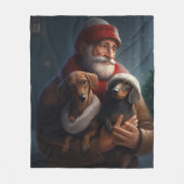 Dachshund met sinterklaas feestelijke kerst fleece deken (Voorkant)