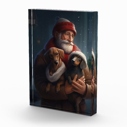 Dachshund met sinterklaas feestelijke kerst fotoblokken (Rechts)