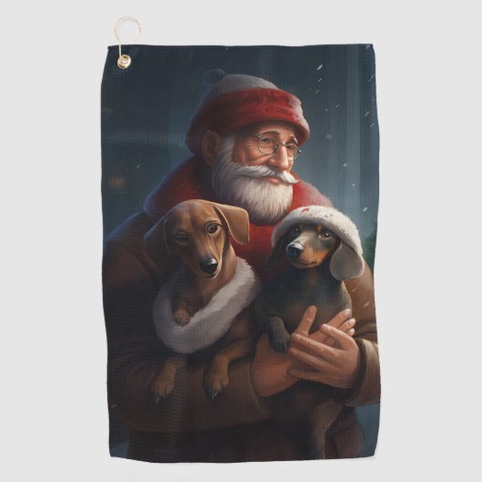 Dachshund met sinterklaas feestelijke kerst golfhanddoek (Voorkant)