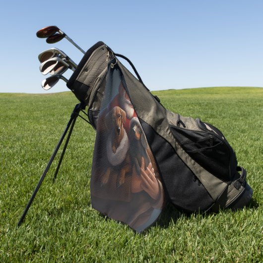 Dachshund met sinterklaas feestelijke kerst golfhanddoek (Groen)