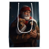 Dachshund met sinterklaas feestelijke kerst medium cadeauzakje (Achterkant)