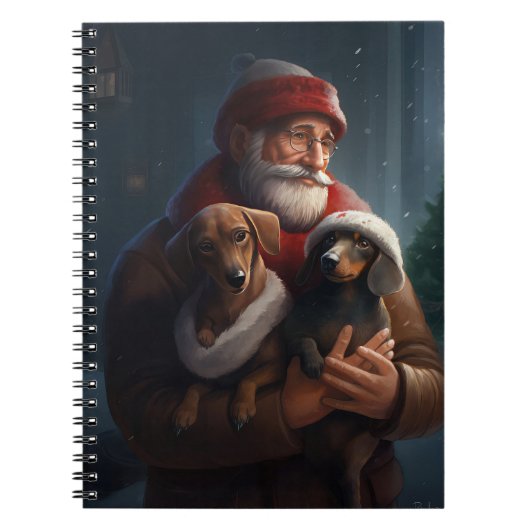 Dachshund met sinterklaas feestelijke kerst notitieboek (Voorkant)