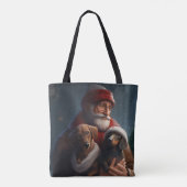 Dachshund met sinterklaas feestelijke kerst tote bag (Achterkant)