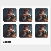 Dachshund met sinterklaas feestelijke kerst vierkante sticker (Vel)