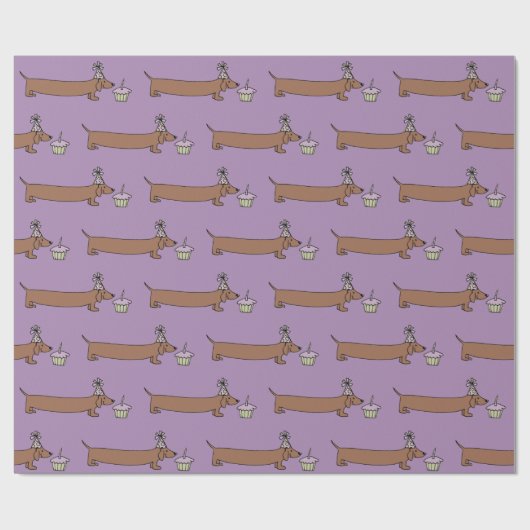 Dachshund met snijtaart cadeaupapier (Vlak)