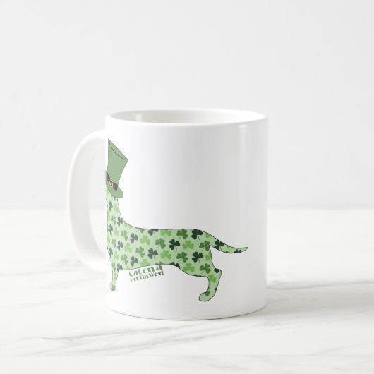 Dachshund met St. Patrick's Day Pet Koffiemok (Voorkant links)