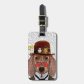 Dachshund met Steampunk Bowler Pet Bagagelabel (Voorkant verticaal)
