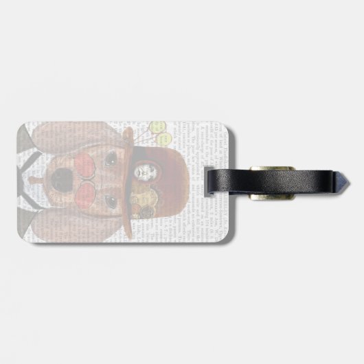 Dachshund met Steampunk Bowler Pet Bagagelabel (Achterkant horizontaal)