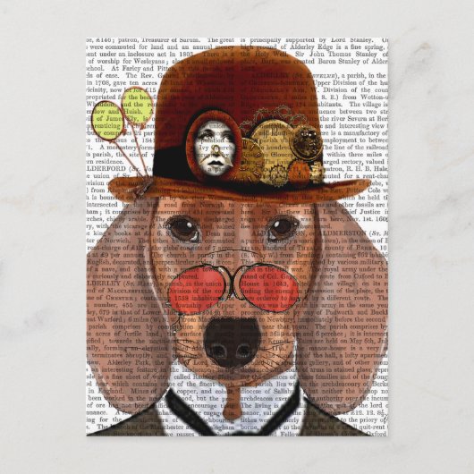 Dachshund met Steampunk Bowler Pet Briefkaart (Voorkant)