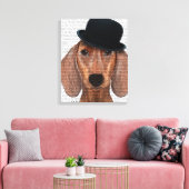 Dachshund met Steampunk Bowler Pet Canvas Afdruk (Insitu (Woonkamer))