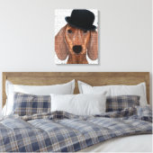 Dachshund met Steampunk Bowler Pet Canvas Afdruk (Insitu (Slaapkamer))