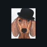 Dachshund met Steampunk Bowler Pet Canvas Afdruk<br><div class="desc">Gezelschapsdieren</div>