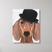 Dachshund met Steampunk Bowler Pet Canvas Afdruk (Voorkant)
