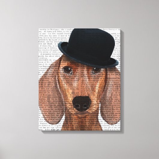 Dachshund met Steampunk Bowler Pet Canvas Afdruk (Voorkant)
