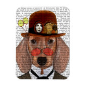 Dachshund met Steampunk Bowler Pet Magneet (Verticaal)