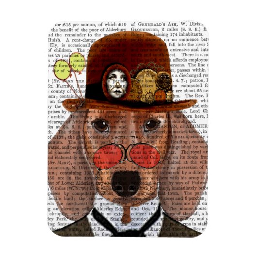 Dachshund met Steampunk Bowler Pet Magneet (Verticaal)