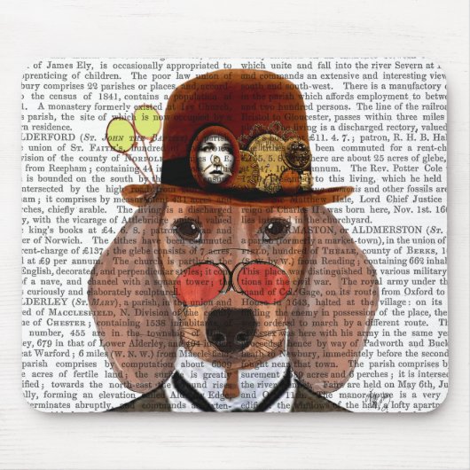 Dachshund met Steampunk Bowler Pet Muismat (Voorkant)