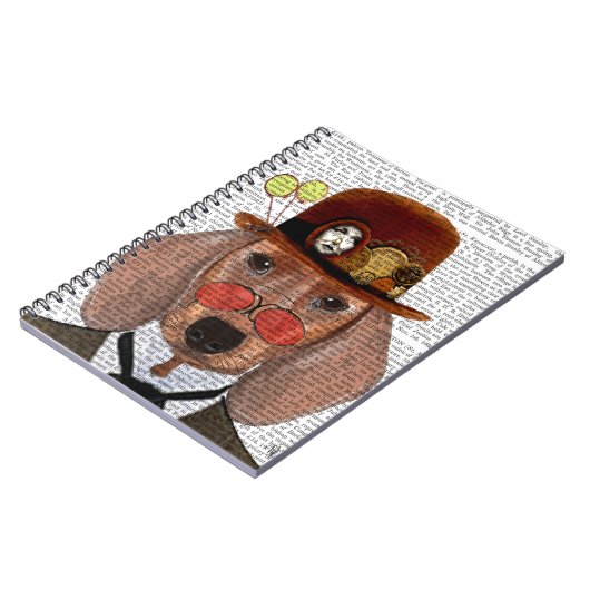 Dachshund met Steampunk Bowler Pet Notitieboek (Linkerzijde)