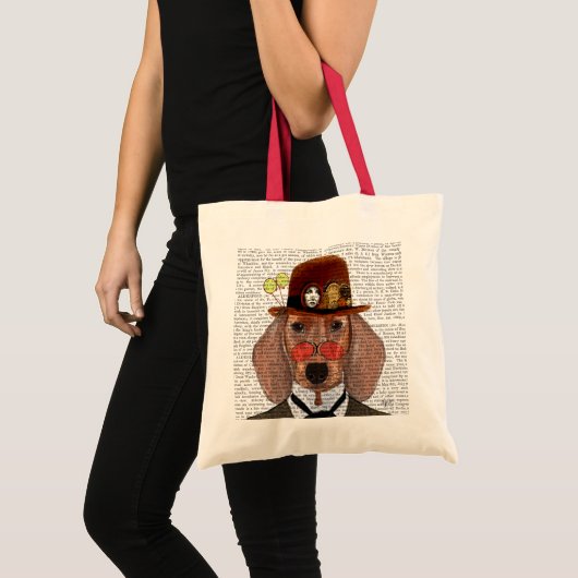 Dachshund met Steampunk Bowler Pet Tote Bag (Voorkant (product))