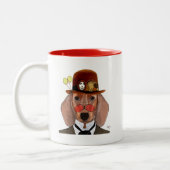 Dachshund met Steampunk Bowler Pet Tweekleurige Koffiemok (Links)