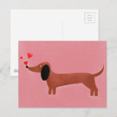 Dachshund met weinig rode harten briefkaart (Voorkant / Achterkant)