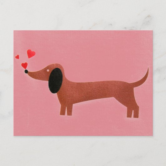 Dachshund met weinig rode harten briefkaart (Voorkant)
