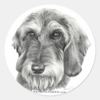 Dachshund met wirespeed ronde sticker