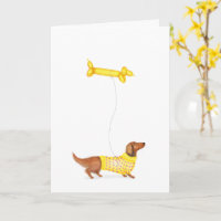 Dachshund met worst hond ballon verjaardagskaart