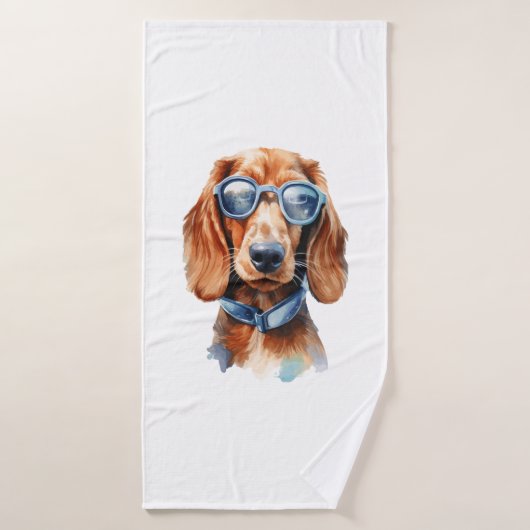 Dachshund met zonnebril badhanddoek (Badhanddoek)