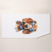 Dachshund met zonnebril badhanddoek (Badhanddoek)