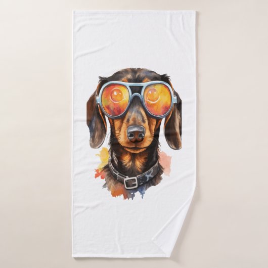 Dachshund met zonnebril badhanddoek (Badhanddoek)