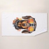 Dachshund met zonnebril badhanddoek (Badhanddoek)