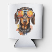 Dachshund met zonnebril blikjeskoeler (Voorkant)