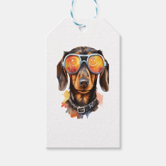 Dachshund met zonnebril cadeaulabel (Voorkant)