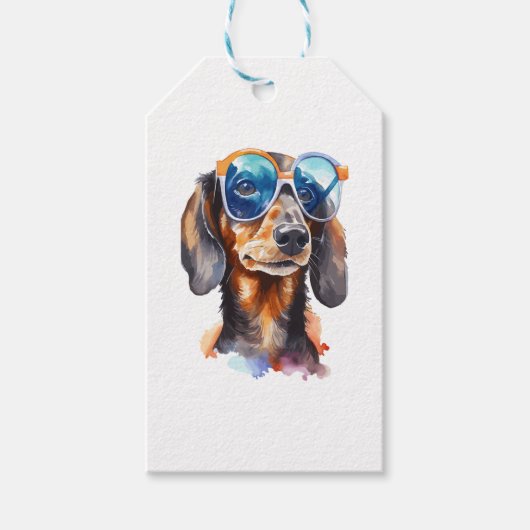 Dachshund met zonnebril cadeaulabel (Voorkant)