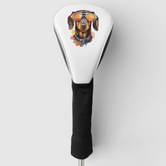 Dachshund met zonnebril golfheadcover (Voorkant)